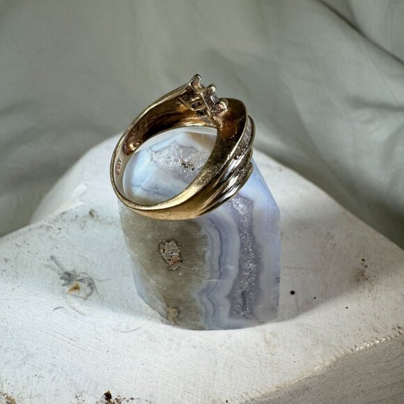 10k Yellow Gold 42 Diamond Cluster Wrap Baguettes & Round Sz 5.5 Ring 1.24tcw - Picture 6 of 13